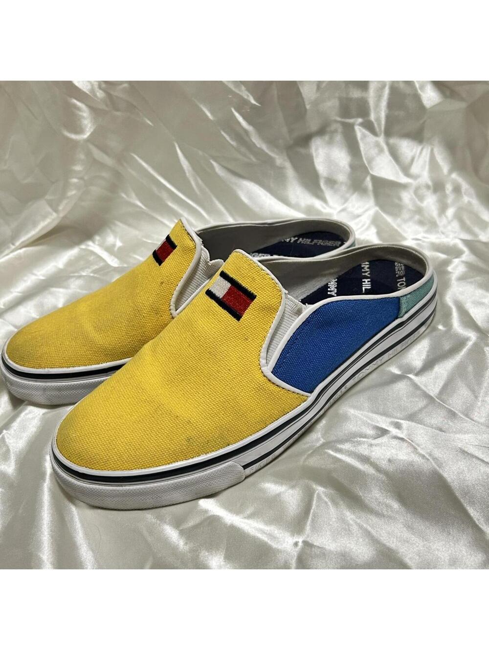 Y2K/90s Vtg Tommy Hilfiger Yellow Colorblock Backless Slip-On Sneakers Size 5.5